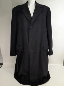 LANVIN Paris Rue Cambon Cashmere Coat Black Size 58" - Picture 1 of 10