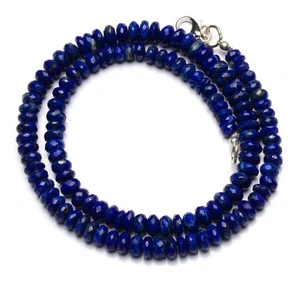 Collar de 16" cuentas rondelle facetadas de piedras preciosas naturales lapislázuli de 5 a 7 mm - Imagen 1 de 7