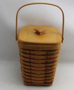 Cesta Longaberger 1996 6,5"x 6,5" X 8,5"" con mango y tapa - Imagen 1 de 5