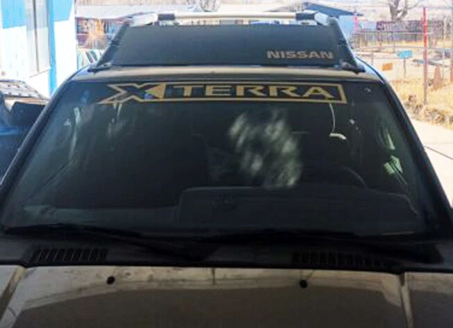 FOR NISSAN XTERRA VEHICLE WINDSHIELD BANNER DIE CUT DECAL -WITH APPLICATION TOOL - Image 1 of 4