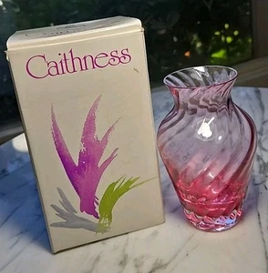 Caithness Vase klein Kunstglas rosa Wirbel Schottland 5" hoch - Bild 1 von 7
