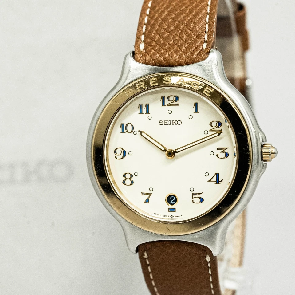 *NEAR MINT w/Box* Vintage 1999 SEIKO Presage 5E39-6A20 Quartz Two-Tone 35mm Mens - Image 1 of 4