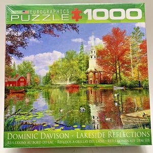 Puzzle Scena Autunno Campagna 1000 pz Puzzle Riflessi Lago Chiesa Fiume NUOVO - Foto 1 di 9