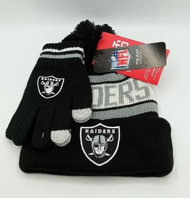 Las Vagas Raiders NFL Ultra Juego Juvenil Gorro con Puños con Pantalla Táctil Guantes Foto 1 de 4