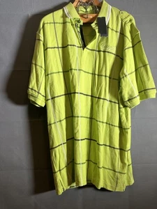 Camisa Polo Coogi Para Hombres 2XL Verde Amarillo A Cuadros Bordado Logo Manga Corta Nueva con Etiquetas - Imagen 1 de 7