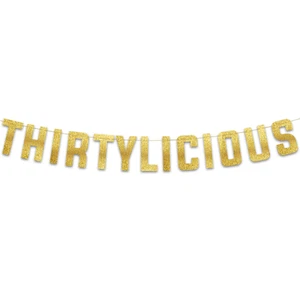 Thirtylicious Gold Glitter Banner - Happy 30Th Birthday Party Banner - 30Th W... - Picture 1 of 12