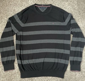 Tommy Hilfiger Pullover Sweater Men's Size XXL Striped Gray Casual Long Sleeve - Picture 1 of 7