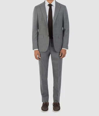 Boglioli Para Hombre Gris Sólido Lana Melange Ajustado Chaqueta Pantalones 2 Piezas Traje Talla 52L Foto 1 de 4