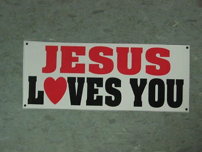 SUPERSIGNS INC. JESUS LOVES YOU BANNER Sign High Quality for Restaurant Business Home Church Bar