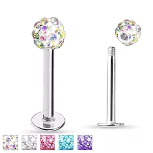 16G 5/16" FERIDO BALL CZ GEM 💎 SURGICAL STEEL LABRET LIP TRAGUS RING STUD 062 - Picture 1 of 4