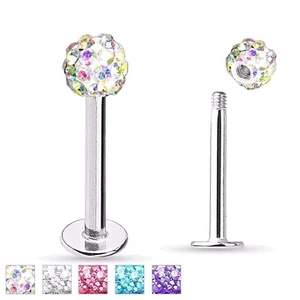 PAR 16G 5/16" FERIDO BOLA CZ CRISTAL ACERO QUIRÚRGICO LABRET LABIO TRAGUS ANILLO PERNO - Imagen 1 de 5