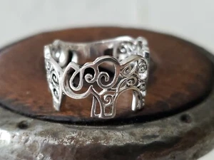Sterling Silver 925 Filigree Elephant Ring Size 6.5 - Picture 1 of 10