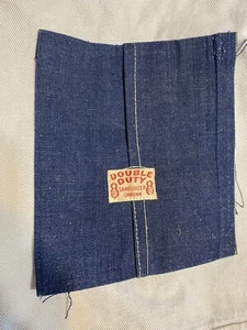 Vintage Double Duty Sanforized Denim Chore Coat Patch Scrap Jeans Salesman Scrap - Picture 1 of 5