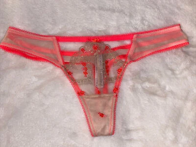 Victoria's Secret Bragas Tanga Panty Dream Angels Tirantes Malla Dorado Grande L Nuevo con Etiquetas Foto 1 de 4