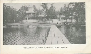 WOLF LAKE MI - Mellin's Landing Postcard - udb (pre 1908) - Picture 1 of 2