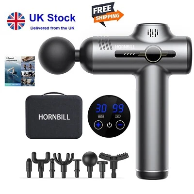 HORNBILL Massage Gun Deep Percussion Massager Muscle Vibration Tissue Relaxing Therapy UK