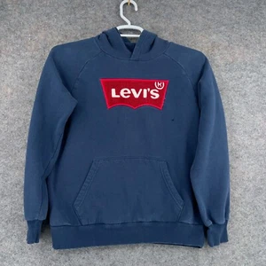 Levi's Sweatshirt Youth Boy XL 13-15yrs Blue Red Pullover Hoodie Athletic Casual - Picture 1 of 9