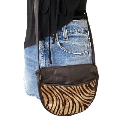 Cartera Bandolera Paul Joseph de Colección Años 80 90 Cuero Marrón Pelo de Poni Animal Foto 1 de 4