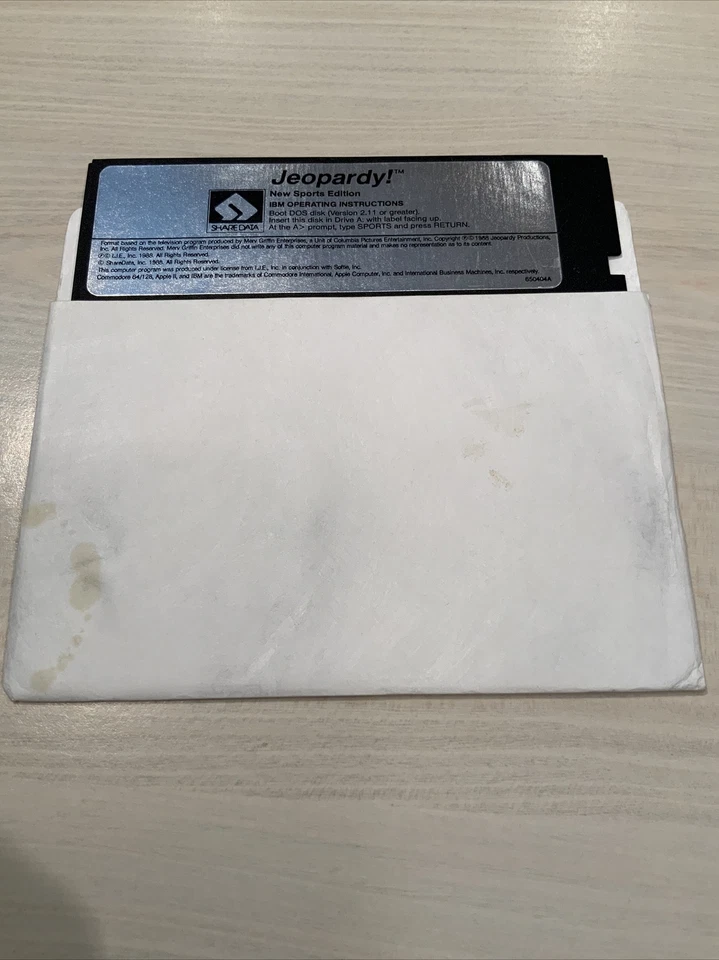 1988 Jeopardy! New Sports Edition IBM PC DOS Disk 5.25” Disk - Image 1 of 1