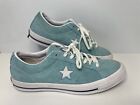 Converse Trainers Plimsoles UK 10 Flannel Suede Leather Blue White Lace Up