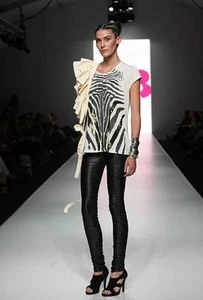 SASS & BIDE 'The Rats' Y2K Black Ruched Leggings Size M BNWT - Picture 1 of 15