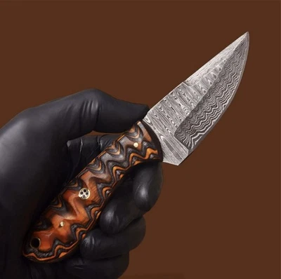 handmade Damascus Fix Blade Knife Full Tang Best Tactical Gift Hunter - Image 1 of 4