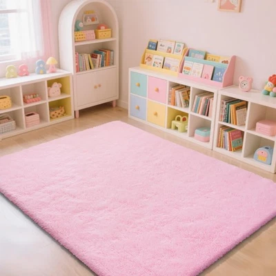 Pink Fluffy Rug Shaggy Area Rug, 9x12 Area Rugs for Girls Bedroom, Big Soft S... - Image 1 of 4