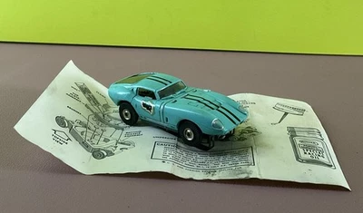 Works! Aurora T-Jet HO Scale Ford Cobra GT Slot Car Turquoise - Image 1 of 4