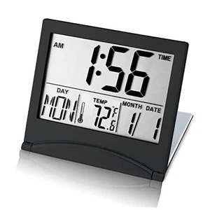 Reloj despertador digital de viaje pequeño a batería, portátil gran número - Imagen 1 de 7