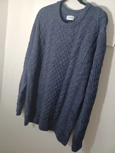 Wills Men's 100% Wool Crewneck Grey Cable Knit Sweater Pre-owned Size XXL - Picture 1 of 16