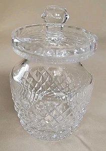 Waterford Crystal Alana Jam Jelly Mustard Jar w/Lid 4.75'' MINTY SIGNED OLD LOGO - Picture 1 of 7