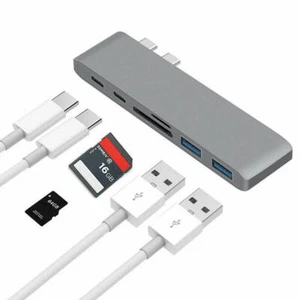 USB C Hub für MacBook Pro -Air Dual Typ C Adapter Thunderbolt 4K USB 3.0 6 in 1 - Bild 1 von 7