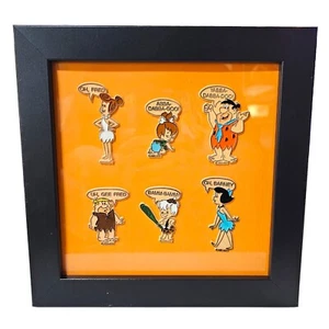 Vintage Flintstones Rubber Magnets Framed Matted x6 Wall Art Hanna Barbera - Picture 1 of 9