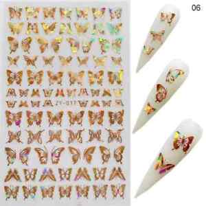 1pc Holographic 3D Butterfly Nail Art Stickers Adhesive Sliders