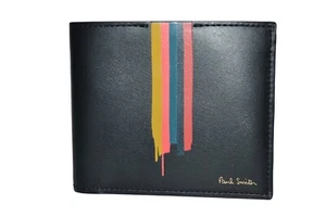 Paul Smith Mainline Painted Artist Stripe Black Billfold Wallet Mens Brand New - Picture 1 of 6