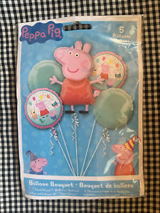 Peppa Pig Balloons Birthday Party Supplies 5ct Foil Bouquet Nick jr