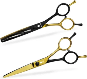 Set Forbici Taglio Capelli Professionali 5,5" Barbiere Taglio Diradamento/Texturi - Foto 1 di 12