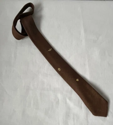 Corbata delgada vintage de lino irlandés 2 1/2" CRESTS nos deadstock RN19133 Foto 1 de 4