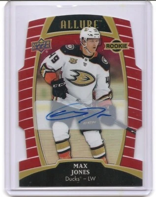 2019-20 UD Allure Max Jones Red Rainbow Die-Cut Auto Card /349 Anaheim Ducks - Image 1 of 2