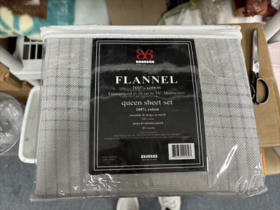 Bibb QUEEN  Flannel Sheet Set 100% Cotton  Cozy, Soft, 16 IN Deep Pocket Sheets - Image 1 of 2