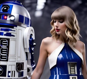 Immagine R2D2 con fan art Taylor Swift Star Wars taglia A3 - Foto 1 di 1