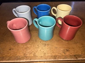 Metlox COLORSTAX - (6) COFFEE MUGS - Cranberry, Terra Cotta, Aqua, Yellow, Blue, - Picture 1 of 7