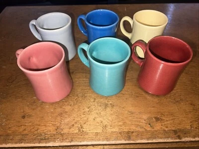 Metlox COLORSTAX - (6) COFFEE MUGS - Cranberry, Terra Cotta, Aqua, Yellow, Blue, - Image 1 of 4