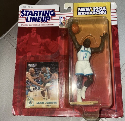 NIP 1994 Larry Johnson Charlotte Hornets Basketball Starting Lineup With Card Cover