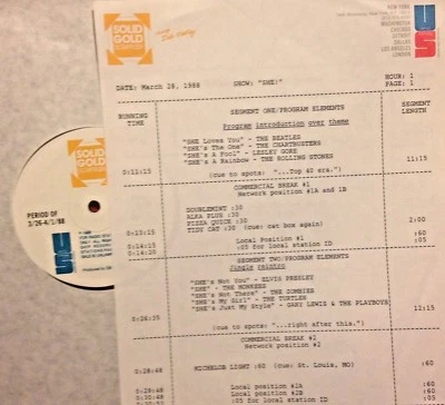 RADIO SHOW 3/28/88 SHE: STONES, BEATLES, LESLEY GORE, MONKEES, ZOMBIES,TOM JONES - Image 1 of 2