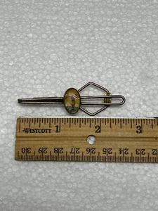 Vintage Swank Klip  Tie Bar Clip Reverse Painted Intaglio Golfer on Golf Club - Picture 1 of 5