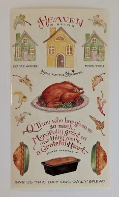 Vintage Susan Branch Stickers Thanksgiving 1 Module Sheet 4.5"x2.5"