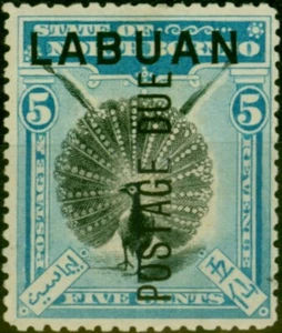 Labuan 1901 5c Black & Pale Blue SGD4 Fine MM (2) - Picture 1 of 1