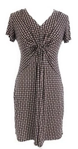 Petite Ladies Poly Spandex Printed Knot Front V Neck Tunic Short Dress NWT - Imagen 1 de 5