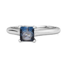 Solitaire Square Cut London Blue Topaz 925 Sterling Silver Promise Ring